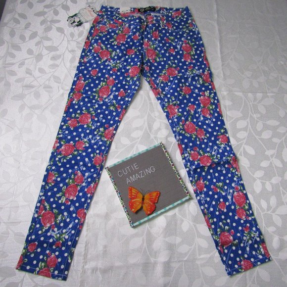 Floral and Dots Print Jeans - Picture 1 of 10